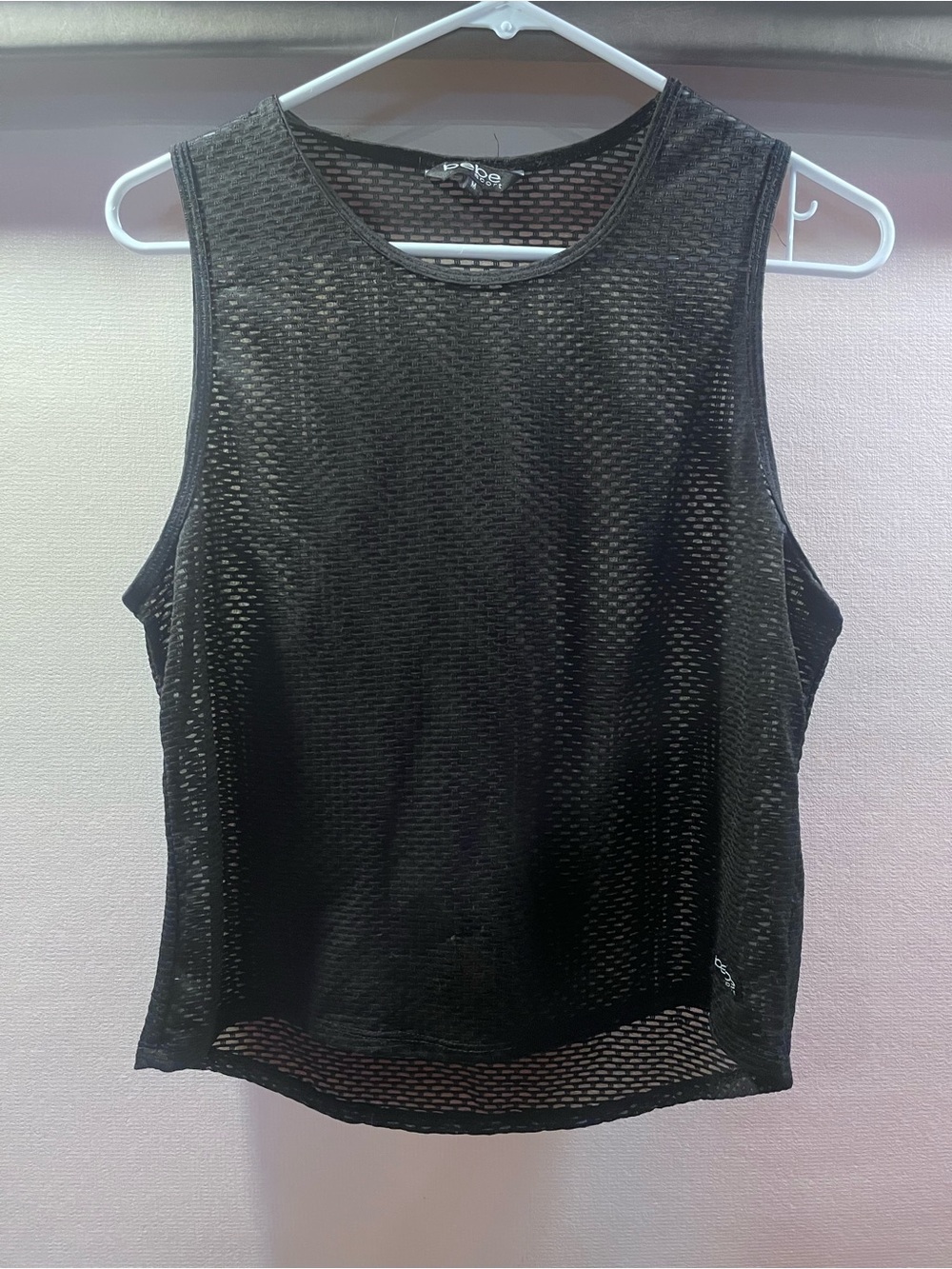 bebe Black Mesh Tank Top